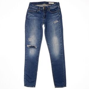 Blanknyc Jeans Womens 27 Skinny Blue Rip Repair Distressed Denim Measure 27 x 29